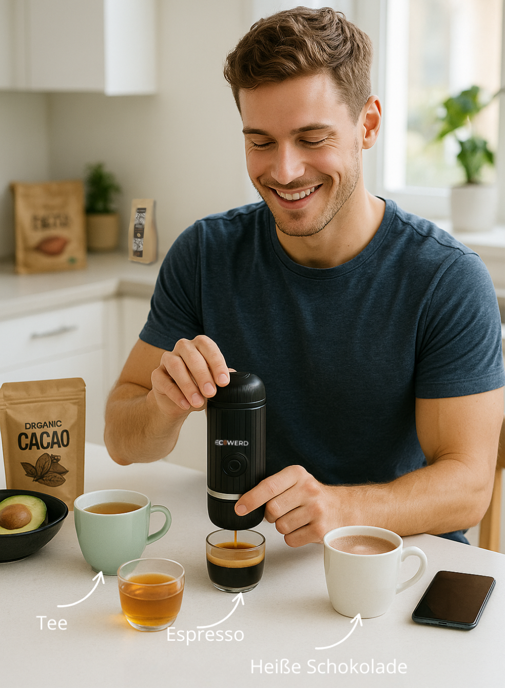 Drei Fusion Tragbare Kaffeemaschine