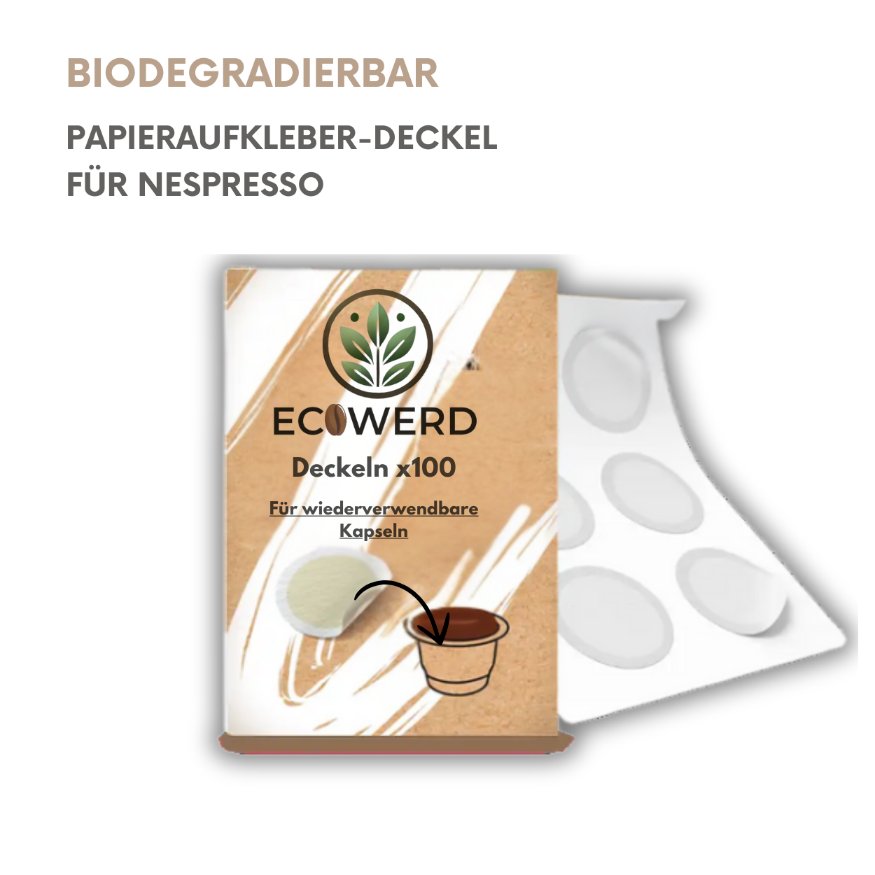 Pack : Tragbare Kaffeemaschine + Wiederverwendbare Kaffeekapsel +Deckeln