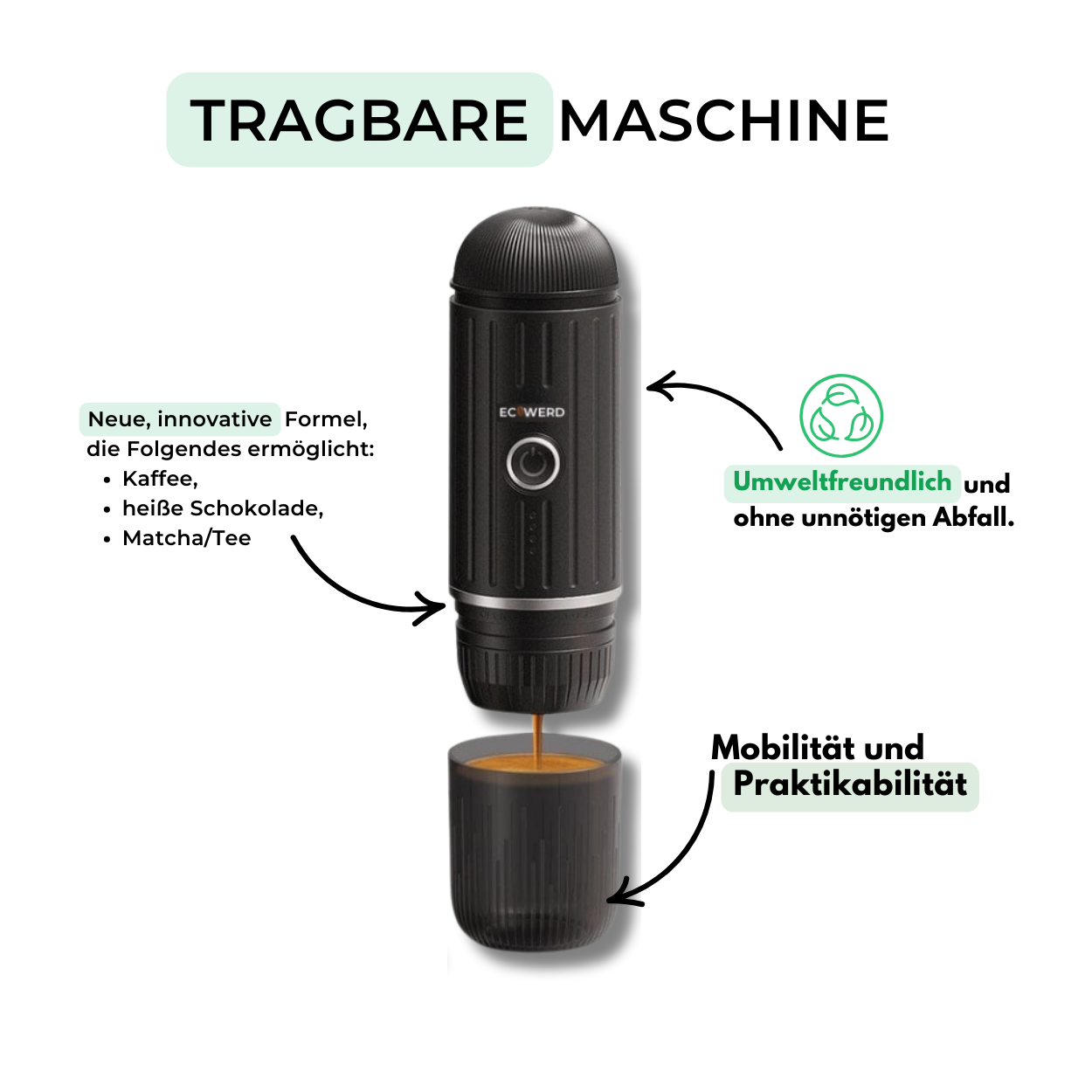 Pack : Kaffee + Tragbare Kaffeemaschine